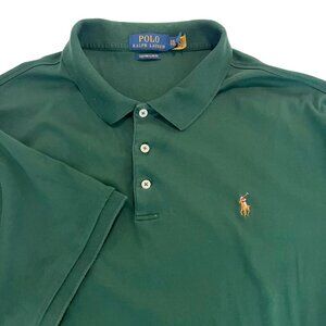 Polo Ralph Lauren Men's Custom Fit Green Polo Shirt Flesh Pony - Size XXL